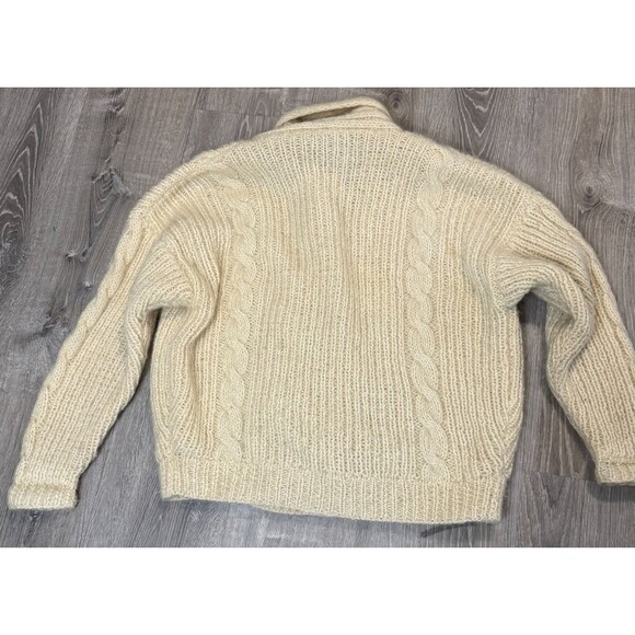 Oversize Cardigan VTG 90s Cream XL Comfy Mohair Wool Blend Shawl Collar Sweater - Picture 5 of 6